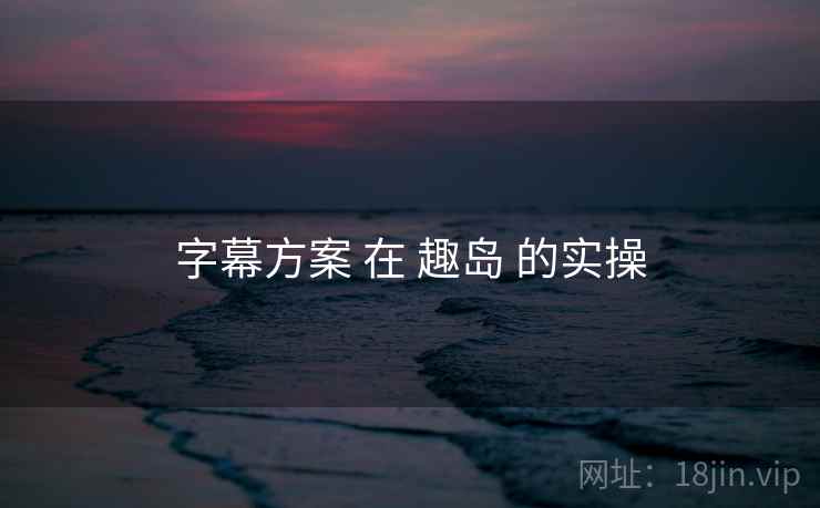 字幕方案 在 趣岛 的实操 字幕方案 在 趣岛 的实操